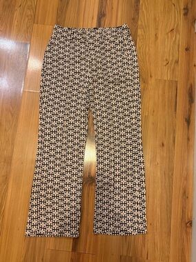 Zara Black and Cream Geometric Print Pants
